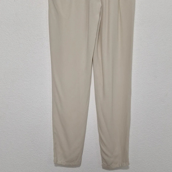 Eileen Fisher Quiet Luxury Cream Preppy 100% Silk Baggy Tapered Trouser Pants XS - Picture 7 of 10